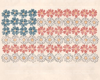 Patriotic Floral Flag Png, Patriotic PNG Design, Sublimation Design, 4th Of July Png, America Png, Sublimation Design, Vintage Sublimation