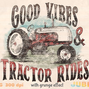 Tracteur rétro PNG : Design Farm Vibes par sublimation (téléchargement numérique)