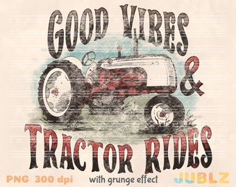 Retro Tractor PNG: Farm Vibes Sublimation Design (Digital Download)