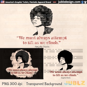 Cita de Angela Davis PNG: Diseño de sublimación de historia afroamericana (descarga digital)