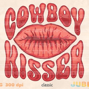 Western Cowboy Kisser PNG: Valentine Sublimation Design (Digital Download) image 2