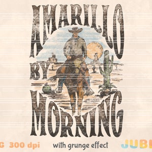 Amarillo By Morning PNG: design retrò da cowboy western (download digitale)