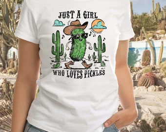 Ragazza ama i sottaceti Western PNG: disegno a sublimazione da cowboy (download digitale)