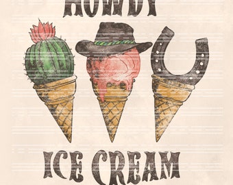 Howdy Ice Cream PNG: Retro Summer Beach Design (Digital Download)