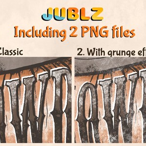 May include: Two versions of a graphic design featuring the word "OUTLAW" in a vintage style. The first version is a classic design with a brown and orange color scheme. The second version has a grunge effect with a gray and brown color scheme.