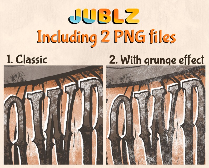 May include: Two versions of a graphic design featuring the word "OUTLAW" in a vintage style. The first version is a classic design with a brown and orange color scheme. The second version has a grunge effect with a gray and brown color scheme.