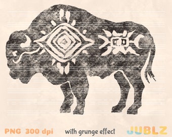 Aztec Bison PNG: Retro Western Sublimation Design (Digital Download)