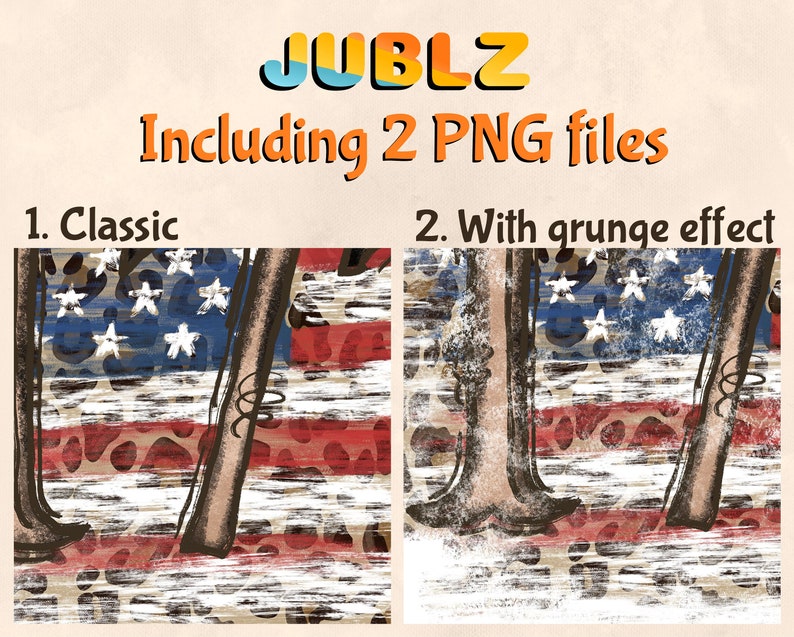 May include: Two digital illustrations of a pair of legs standing on an American flag with a leopard print overlay. The first image is a classic version, while the second image has a grunge effect.
