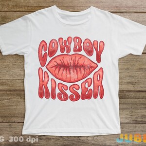 Western Cowboy Kisser PNG: Valentine Sublimation Design (Digital Download) image 3