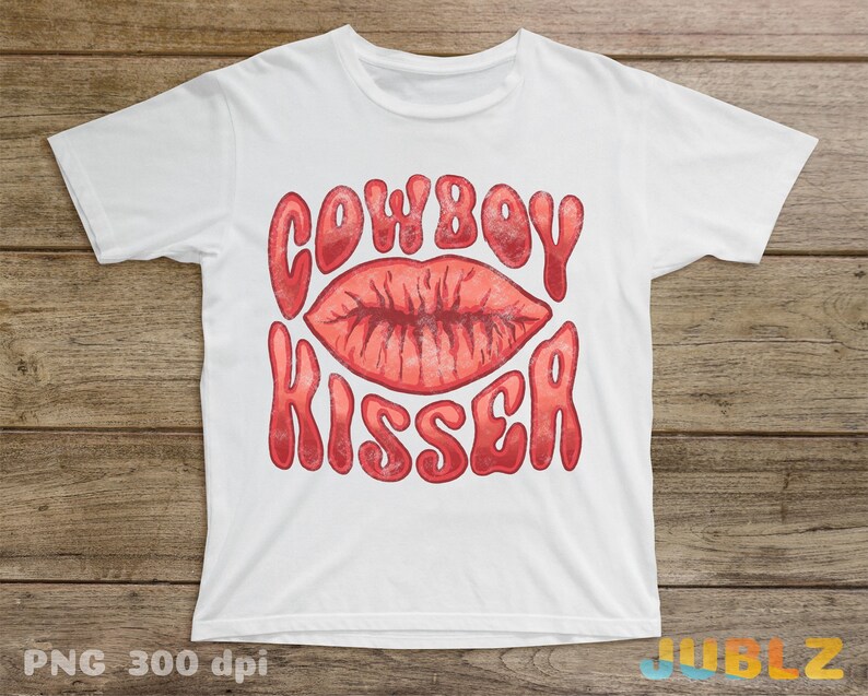 Western Cowboy Kisser PNG: Valentine Sublimation Design (Digital Download) image 3