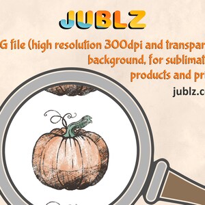 Puede incluir: Una ilustraci&oacute;n dibujada a mano de una calabaza con un tallo marr&oacute;n y hojas verdes. La calabaza es naranja y tiene una superficie texturizada. La imagen est&aacute; en una lupa.