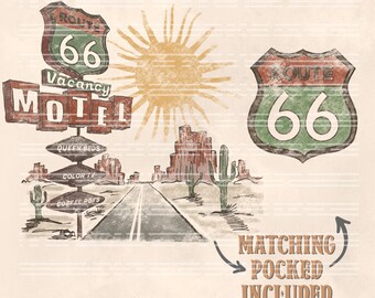 Route 66 Motel PNG: Design för västra öknen (digital nedladdning)