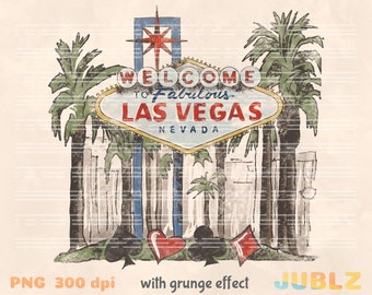 Vintage Las Vegas Sign PNG: Grunge Sublimation Design (Digital Download)