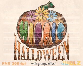 Calabaza de Halloween hippie retro PNG: Diseño de sublimación de fantasma espeluznante