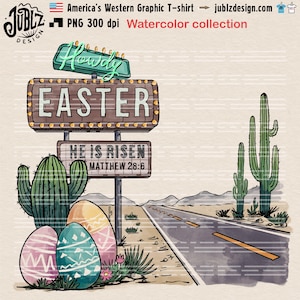 Howdy Easter Png: Western Road Sign, Watercolor (Digital Download)