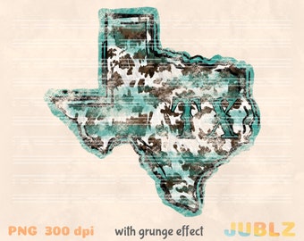 Turquoise Texas State PNG: Western Desert Sublimation (Digital Download)