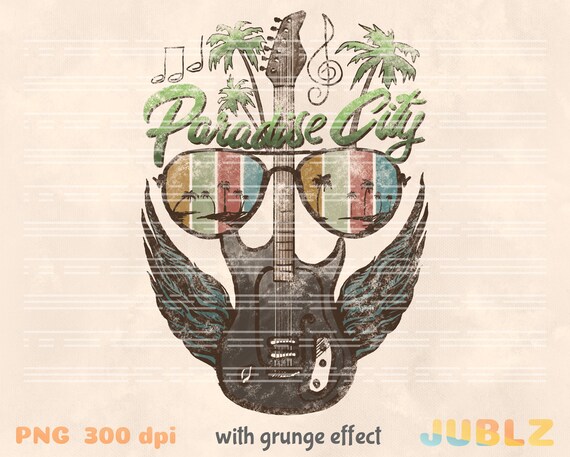Paradise City PNG: 80s Rock Music Sublimation Design (Digital Download)