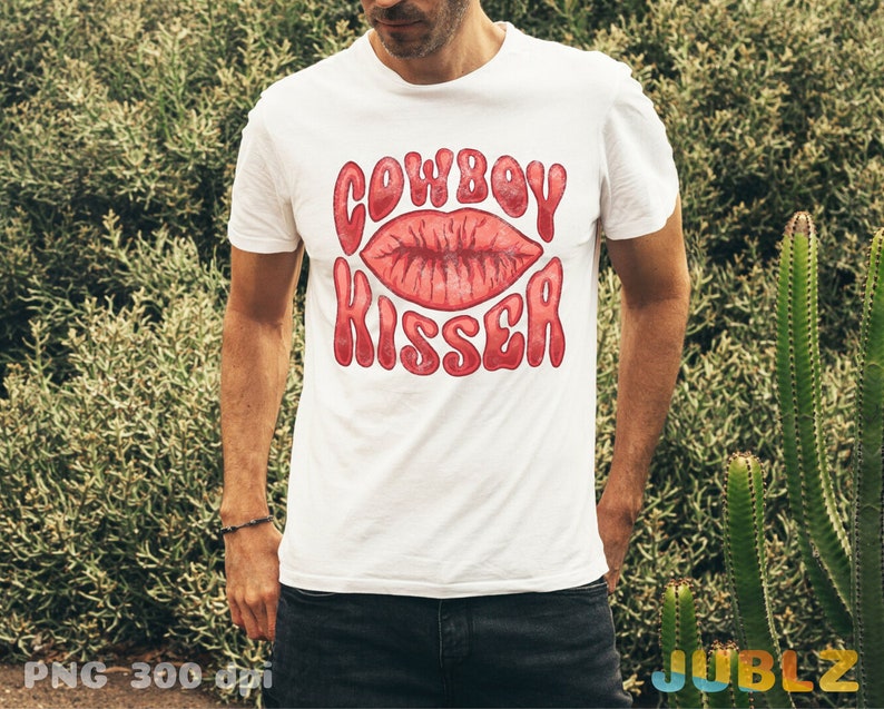 Western Cowboy Kisser PNG: Valentine Sublimation Design (Digital Download) image 5