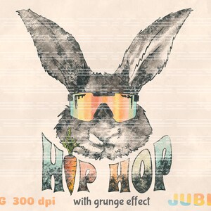Retro Easter Bunny PNG: Hip Hop Grunge Design (Digital Download)