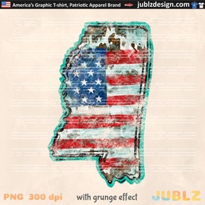 Mississippi State Flag PNG: Grunge Sublimation Design (Digital Download)