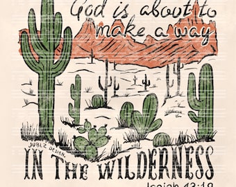Christian Western Desert PNG: Isaiah 43 Bible Verse (Digital Download)