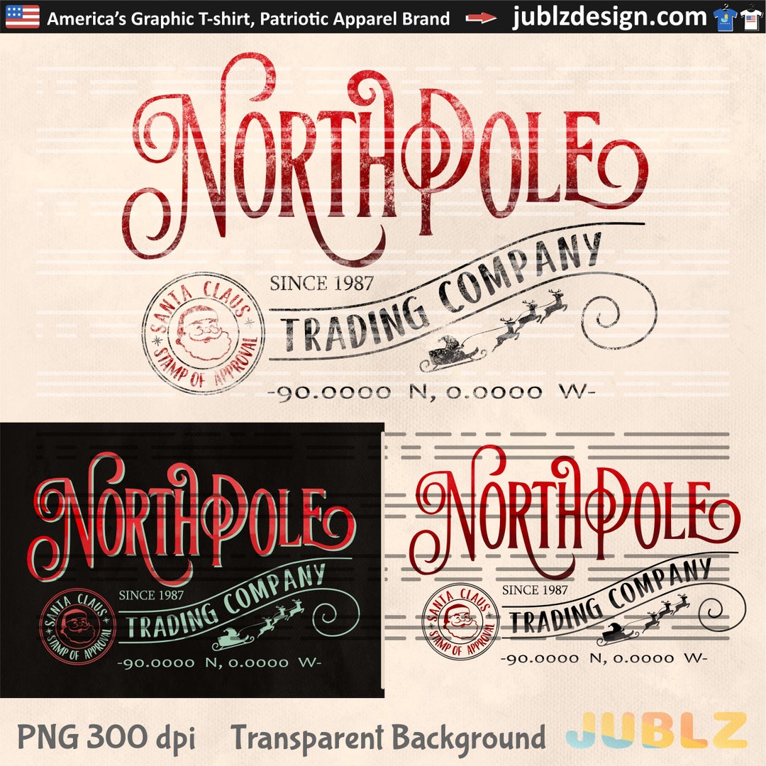 North Pole PNG, Trading Company North Pole Sign PNG, Santa Claus