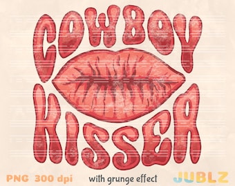 Western Cowboy Kisser PNG: Valentine Sublimation Design (Digital Download)