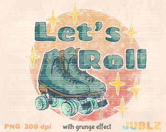 Retro Roller Skate PNG: 90s Sublimation Design (Digital Download)