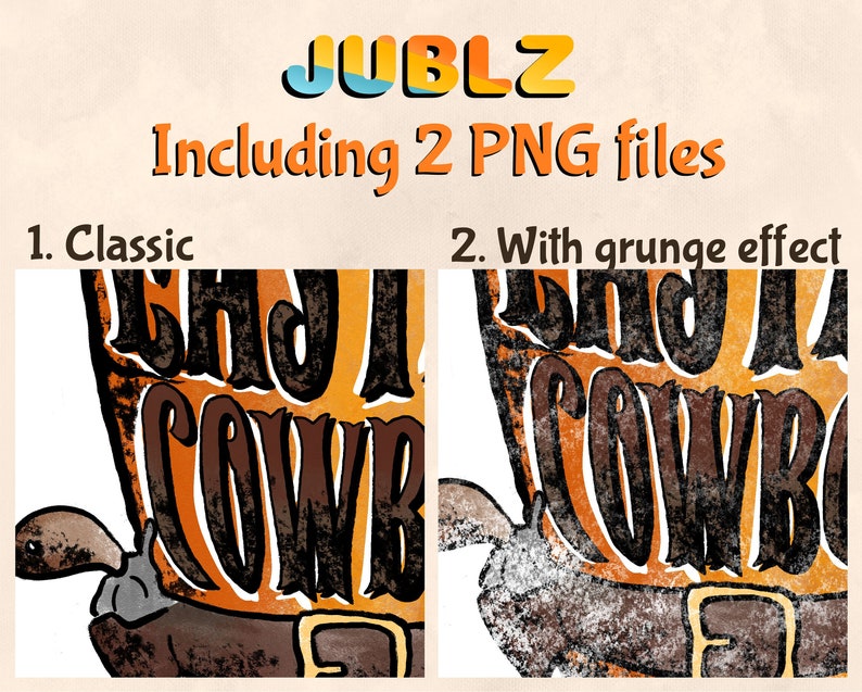 May include: A digital illustration of a cowboy boot with the text "Bad to the Bone" in black and orange lettering. The image is available in two versions: a classic version and a version with a grunge effect.