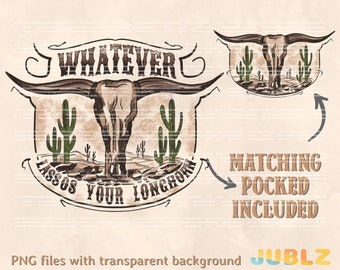 Longhorn Western PNG : Texas Sublimation Design (téléchargement numérique)