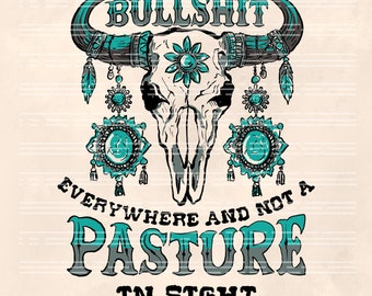 Bull Skull Western PNG: Boho Leopard Print Design (Digital Download)