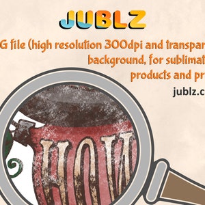 May include: A close-up of a vintage-style graphic design with the word "HOW" in a red and white font with a brown background. The graphic has a distressed, textured look. The image is a PNG file with a transparent background.