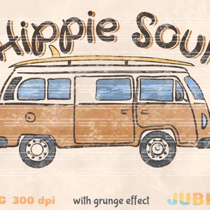 Hippie Soul Van PNG: Retro Boho Design, Sublimation (Digital Download)