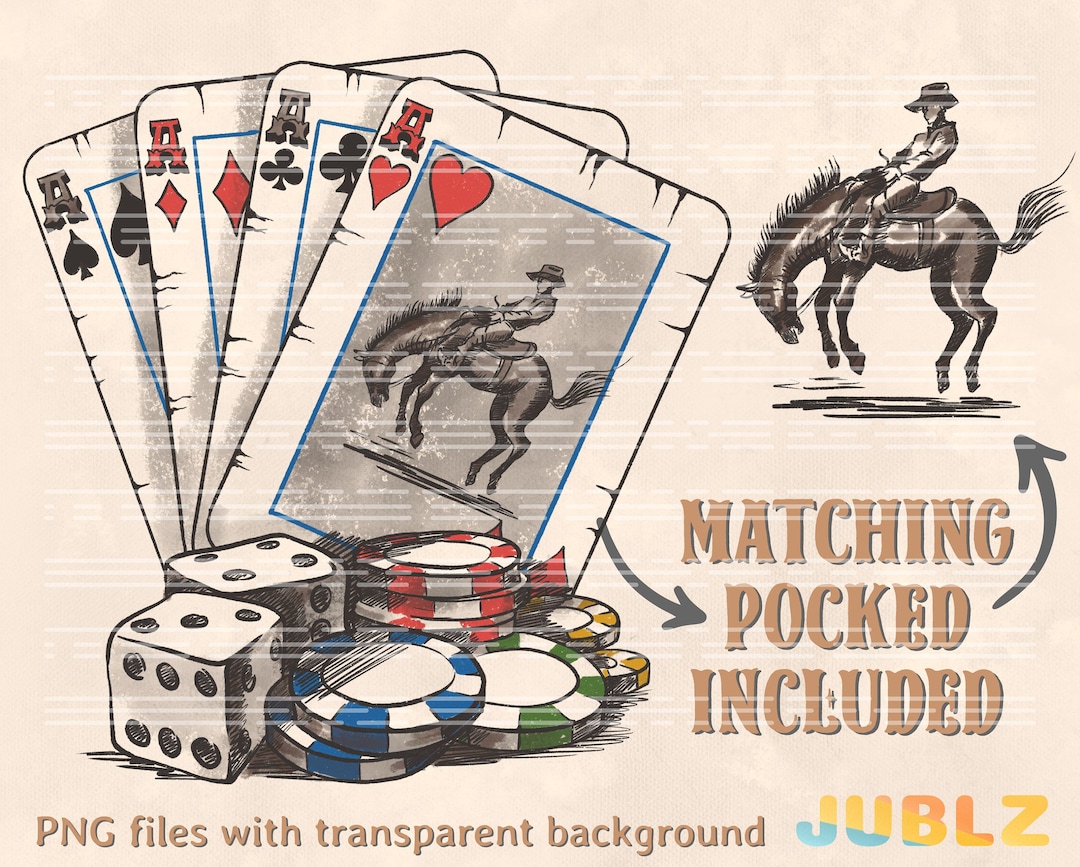 Cowboy Playing Cards Png, Western Sublimation, Cowboy PNG, Western PNG