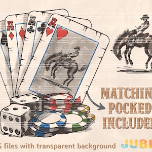 Cowboy playing cards Png, Western Sublimation, Cowboy PNG, Western PNG, Desert Png, Cowgirl, Desert Darlin, Boho Png, Matching Pocket Design