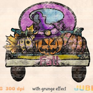 Halloween-vrachtwagen PNG – Witch Pumpkin Fall digitale download clipart