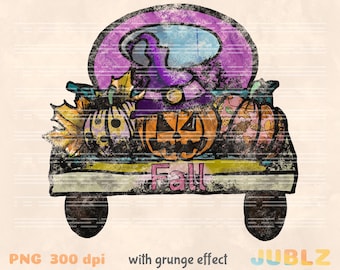 Halloween LKW PNG - Hexe Kürbis Herbst Digital Download Clipart