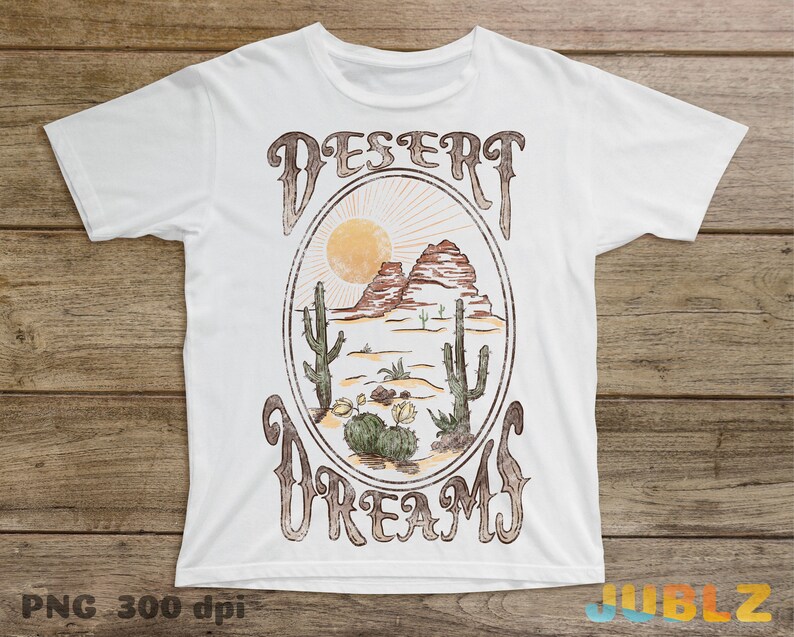 Desert Dreams PNG: Retro Western Sublimation Design (Digital Download) image 3