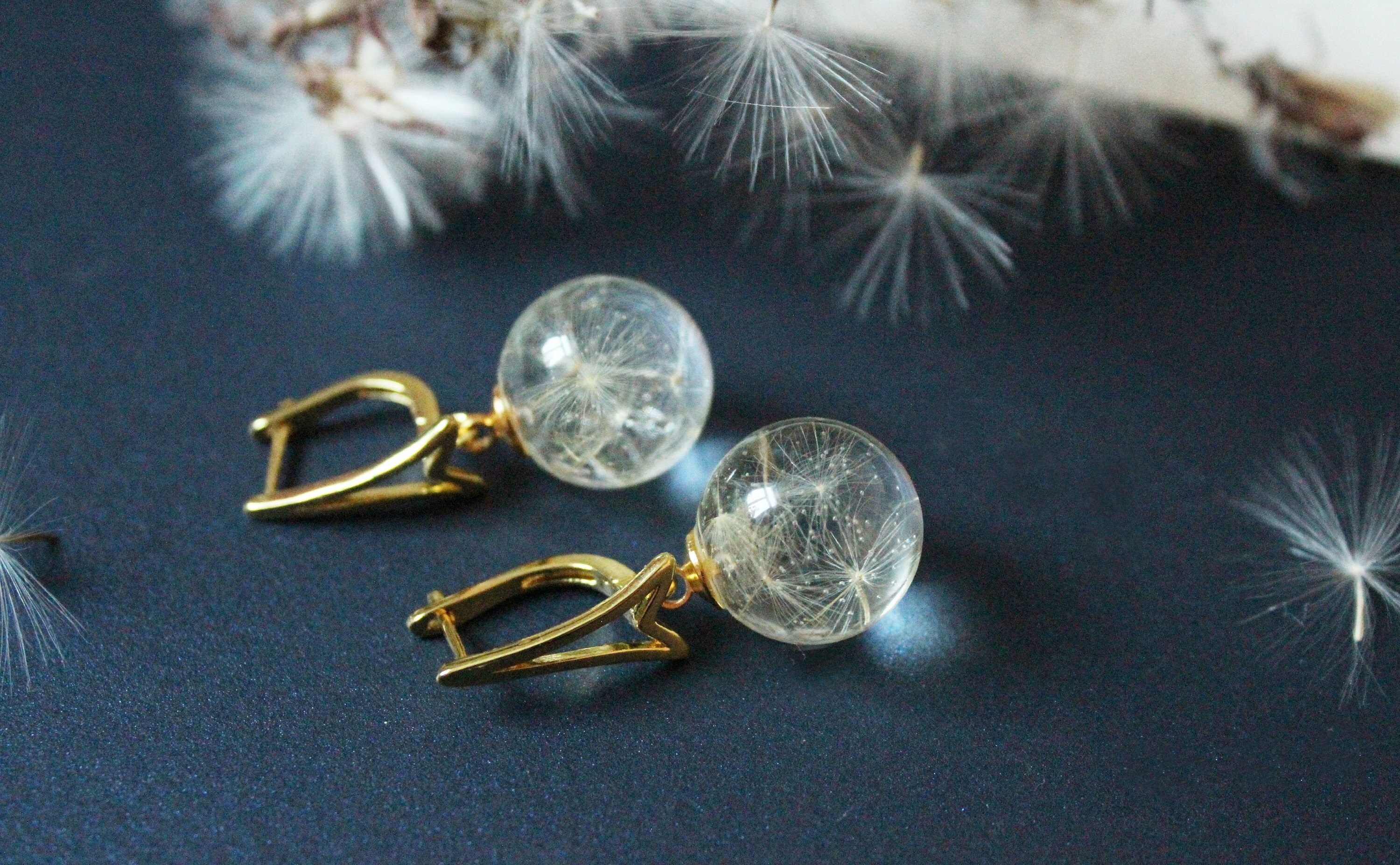 Dandelion crystal ball earrings hotsell