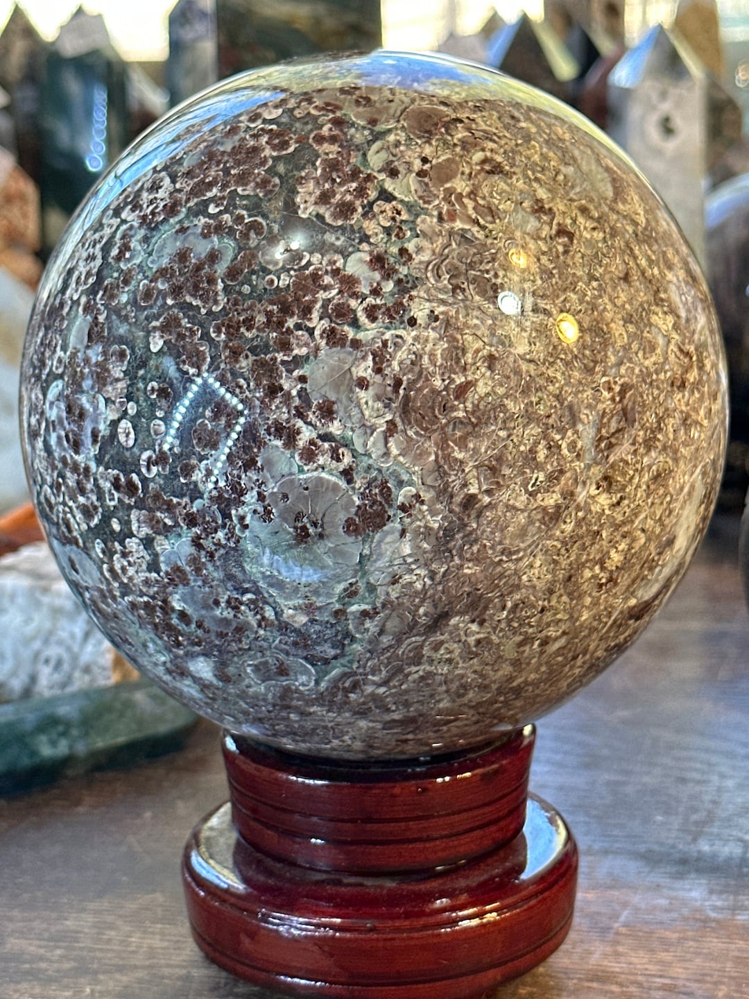 Chrysanthemum Jasper Crystal Sphere 9.5 Lbs 6 Wide Etsy