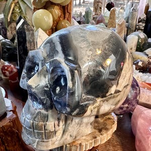 Volcano Agate Crystal Skull Carving! 5.2 lbs 6” Long