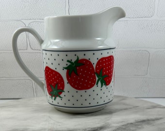 Vintage Strawberry Pitcher Takahashi San Francisco Polka Dots and Strawberry Japan (#45)