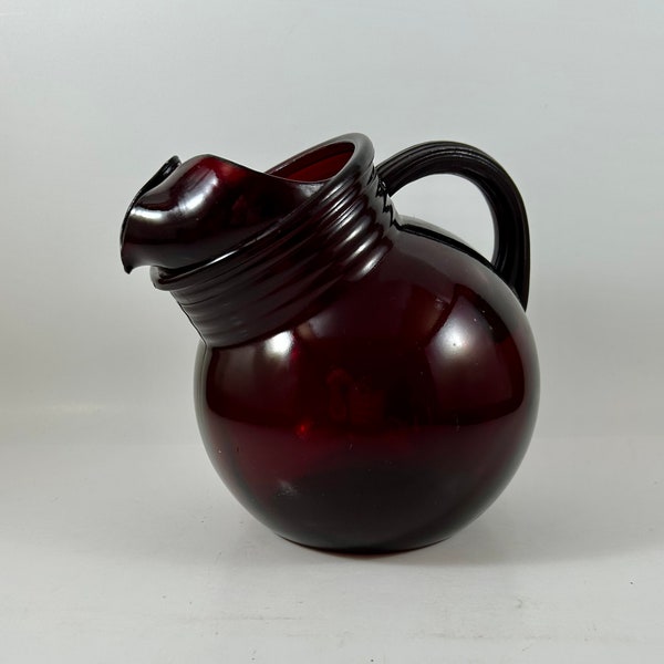 Anchor Hocking Ruby Red Tilt Ball Pitcher with Handle