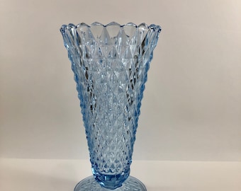 Indiana Glass Blue Diamond Point Vase