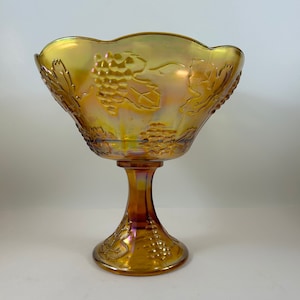 Indiana Marigold Carnival Pedestal Bowl Harvest Grape