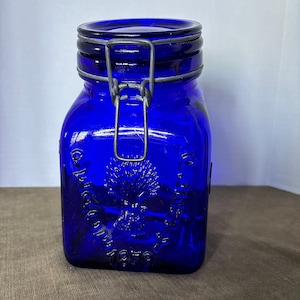 Cobalt Blue Glass Flip Lid Jar Made in Italy