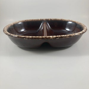Hull Pottery Brown Drip Glaze Divided Dish Baking/Serving