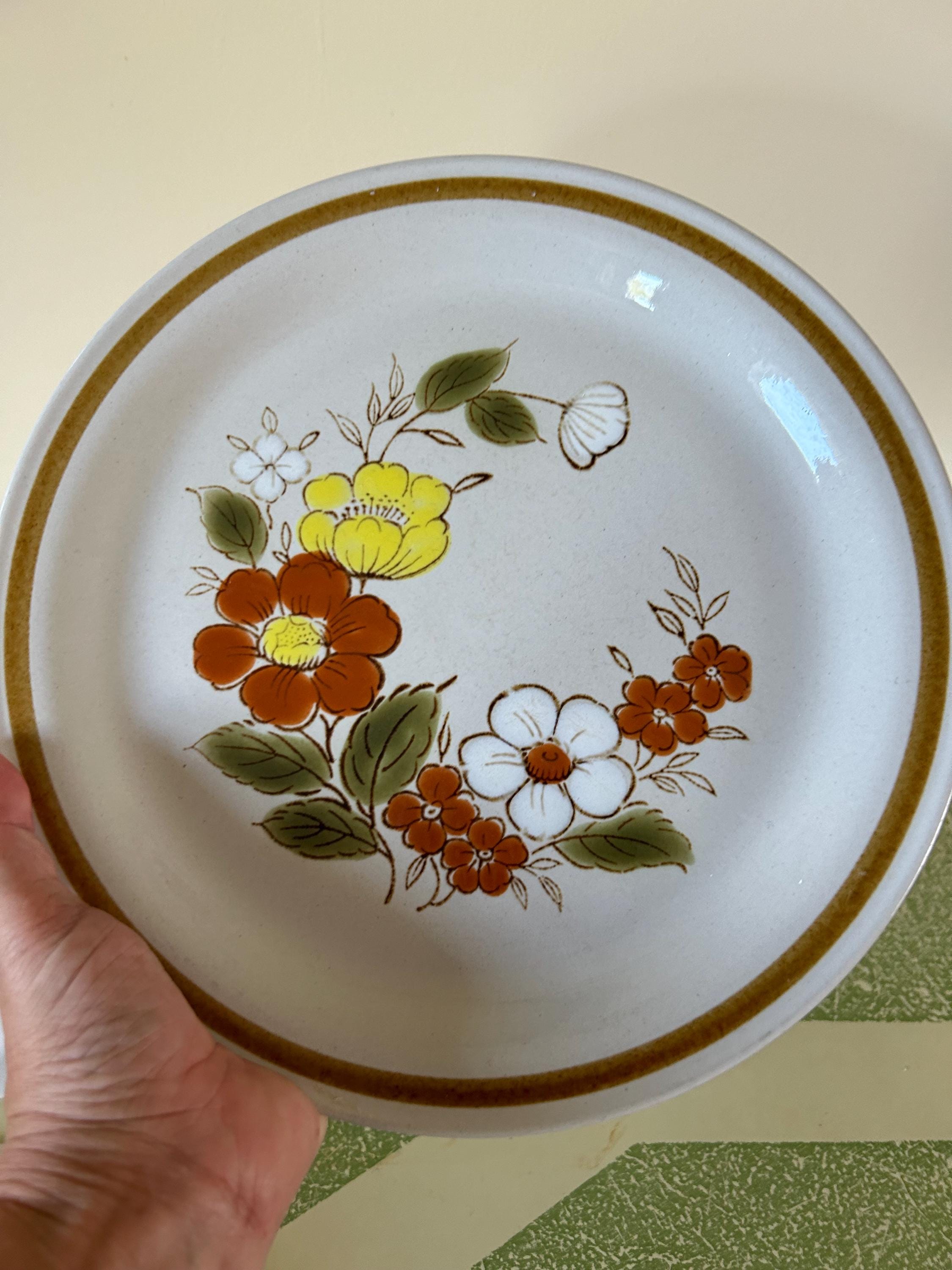 Vintage Stoneware Plates Mountain Wood Collection Trellis Blossom