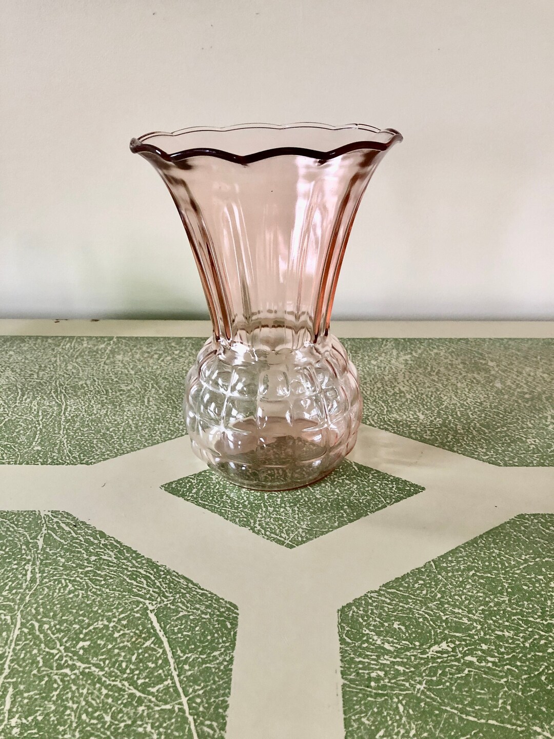 Vintage Anchor Hocking Pink Glass Vase Etsy