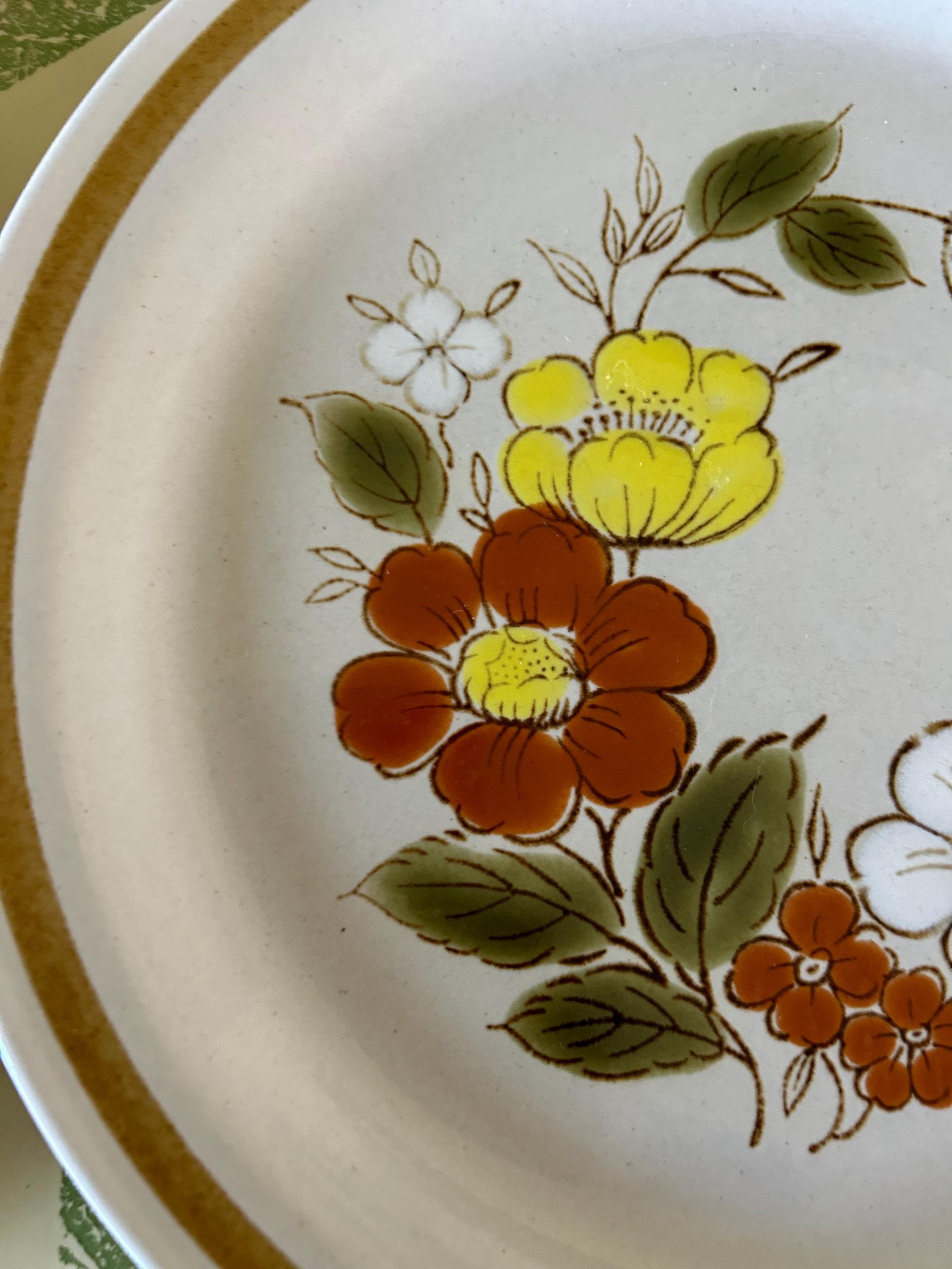 Vintage Stoneware Plates Mountain Wood Collection Trellis Blossom